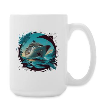 Kunstdruck von Kreuzfahrtschiffen - Große Tasse 440 ml - Weiß - Rechts
