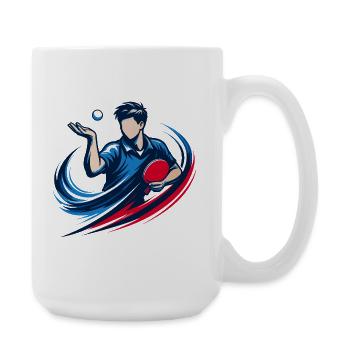 Joueur de ping-pong avec une chemise de service de tennis de table - Grande tasse 440 ml - blanc - Droite