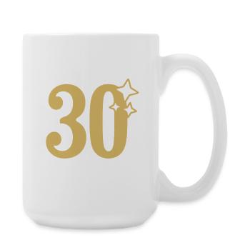 30th Birthday 30th Anniversary Gold Star - Large Mug 440 ml - white - Right