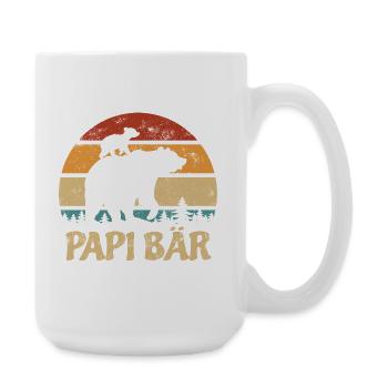 Papi Bär mit Kind - Vatertag - Vintage Geschenk - Große Tasse 440 ml - Weiß - Rechts