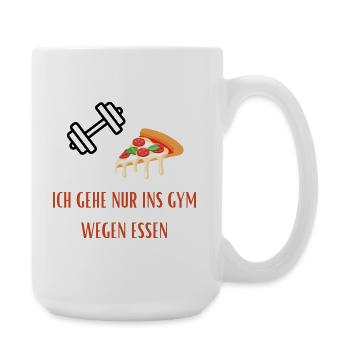 Pizza Slice Gym Spruch - Lustiger Gym/Essen Spruch - Große Tasse 440 ml - Weiß - Rechts