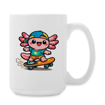 Axolotl skateur Kawaii Wing - Grande tasse 440 ml - blanc - Droite