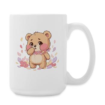 Delicate bear with flower wreath - Large Mug 440 ml - white - Right