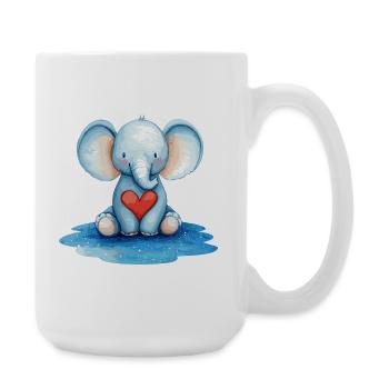 Blauer Elefant Herzfreund - Große Tasse 440 ml - Weiß - Rechts