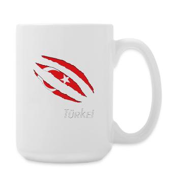 Türkei Flaggenklaue Design - Große Tasse 440 ml - Weiß - Rechts
