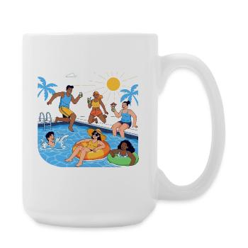 Sommerspaß am Pool Party Gute Laune - Große Tasse 440 ml - Weiß - Rechts