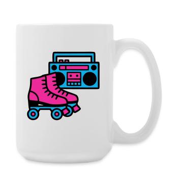 Rollschuhe Boombox 80er Retro - Große Tasse 440 ml - Weiß - Rechts