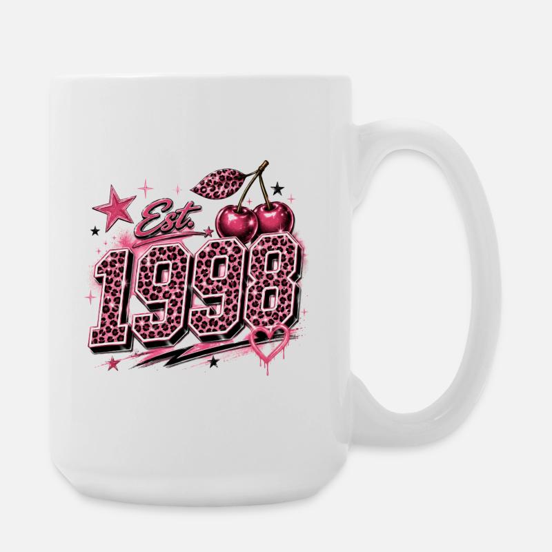 Établi en 1998 : Année de naissance du léopard rose - Grande tasse 440 ml - blanc