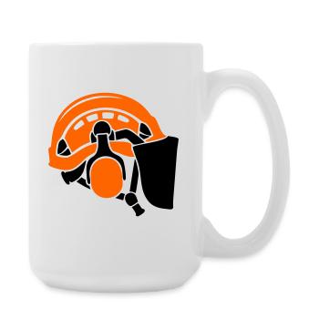 Forestry helmet, tree care, forest workers, lumberjacks - Large Mug 440 ml - white - Right