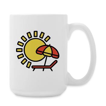 Beach lounger Sun Parasol Summer holiday - Large Mug 440 ml - white - Right