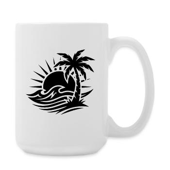 Palm Tree Beach Ocean - Large Mug 440 ml - white - Right