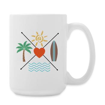 Sun Heart Surf Palm Tree Waves - Large Mug 440 ml - white - Right