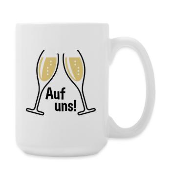 Auf Uns! 2 Sektgläser (Sekt / Oval / Offen / 2C) - Große Tasse 440 ml - Weiß - Rechts