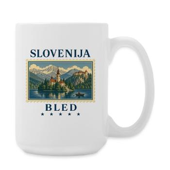 Slowenien Bled Vintage Reisemarke - Große Tasse 440 ml - Weiß - Rechts