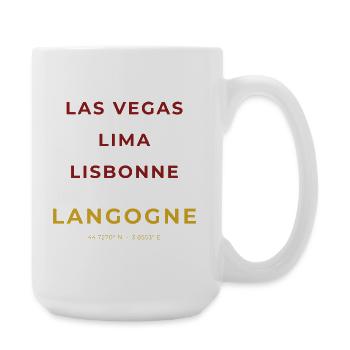 Langogne Lozère - Las Vegas - Lima - Lisbonne - Grande tasse 440 ml - blanc - Droite