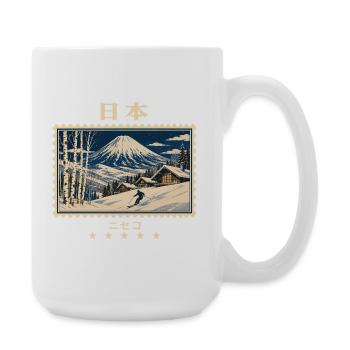 Japan Niseko Vintage Reisemarke - Große Tasse 440 ml - Weiß - Rechts