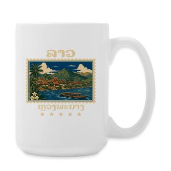 Laos Luang Prabang Marque de voyage vintage - Grande tasse 440 ml - blanc - Droite
