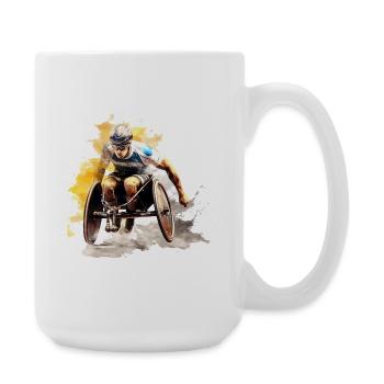 Wheelchair Racing Watercolor Splash - Large Mug 440 ml - white - Right