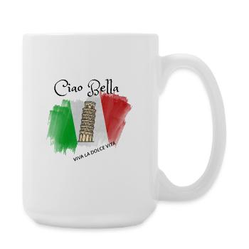 Leaning Tower on Italian Flag Brush - Large Mug 440 ml - white - Right