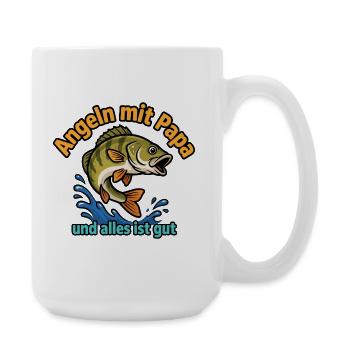 Pêcher avec papa – tout va bien - Grande tasse 440 ml - blanc - Droite