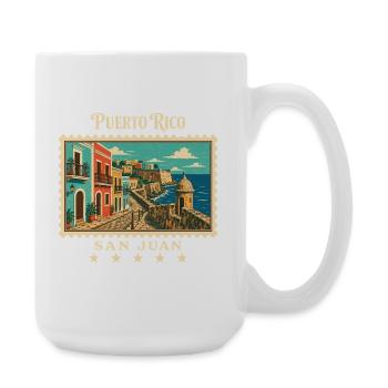 Puerto Rico San Juan Vintage Reisemarke - Große Tasse 440 ml - Weiß - Rechts