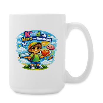 Kind mit Herz und Verstand - Große Tasse 440 ml - Weiß - Rechts