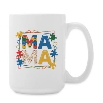 MAMA Puzzle Part Autism Heart Colorful Puzzle Pieces - Large Mug 440 ml - white - Right