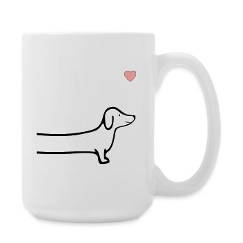 Chiens Cœur de teckel - Grande tasse 440 ml - blanc - Droite