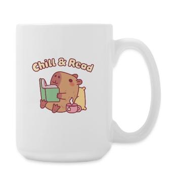 Süßes Capybara liest ein Buch – Entspann dich und lies - Große Tasse 440 ml - Weiß - Rechts