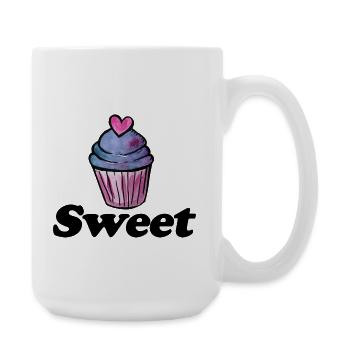 Cœur de cupcake aquarelle pastel - Grande tasse 440 ml - blanc - Droite