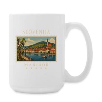 Slowenien Maribor Vintage Reisemarke - Große Tasse 440 ml - Weiß - Rechts