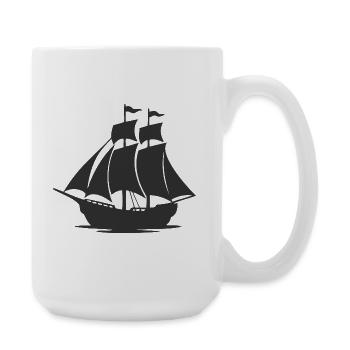 Mysteriöse Silhouette eines Segelschiffs - Große Tasse 440 ml - Weiß - Rechts