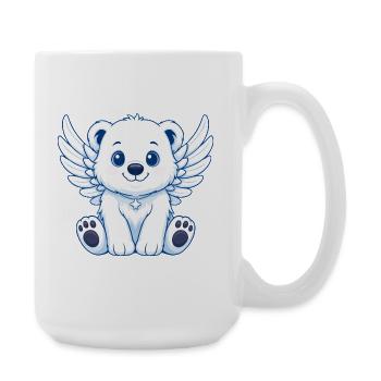 Mignon ours polaire ange dessin animé avec des ailes de joie - Grande tasse 440 ml - blanc - Droite
