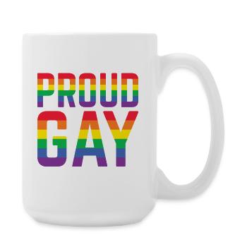 Proud Gay Rainbow Lettering - Large Mug 440 ml - white - Right
