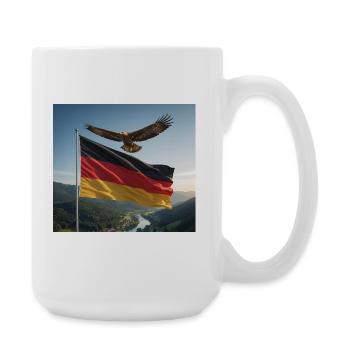 Adler über der deutschen Flagge - Große Tasse 440 ml - Weiß - Rechts