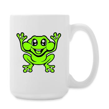 Frog Toad Laughs Funny Jumping Happy Comic - Large Mug 440 ml - white - Right