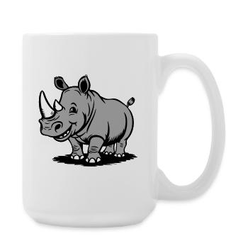 Dessin animé de rhinocéros drôle dans le style gris - Grande tasse 440 ml - blanc - Droite