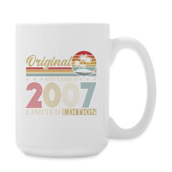 18. Geburtstag Original November Jahrgang 2007  - Große Tasse 440 ml - Weiß - Rechts