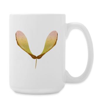Zarter Ahornsamen – Herbstliches Naturmotiv - Große Tasse 440 ml - Weiß - Rechts