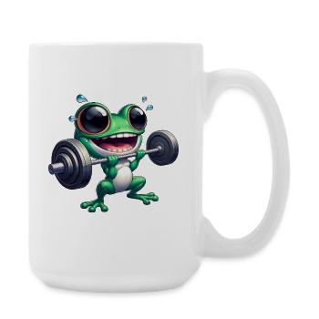 Frosch Fitness Hantel Workout Bodybuilding Gym - Große Tasse 440 ml - Weiß - Rechts