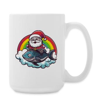 Piranha Poisson Père Noël - Grande tasse 440 ml - blanc - Droite
