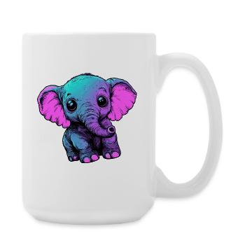 Neon Elephant Pop Art Colors - Large Mug 440 ml - white - Right