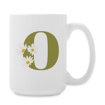Buchstabe o Grüne Gänseblümchen - Große Tasse 440 ml - Weiß - Rechts