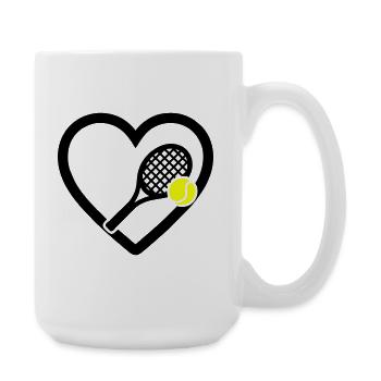 Tennis Heart Racket Ball Sport Passion - Large Mug 440 ml - white - Right
