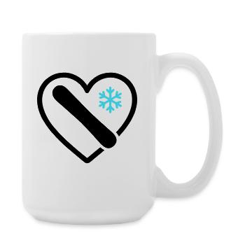 Snowboard Herz Berg Schnee Winter - Große Tasse 440 ml - Weiß - Rechts