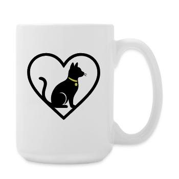Katze Herz Silhouette Niedlicher Haustierliebhaber - Große Tasse 440 ml - Weiß - Rechts