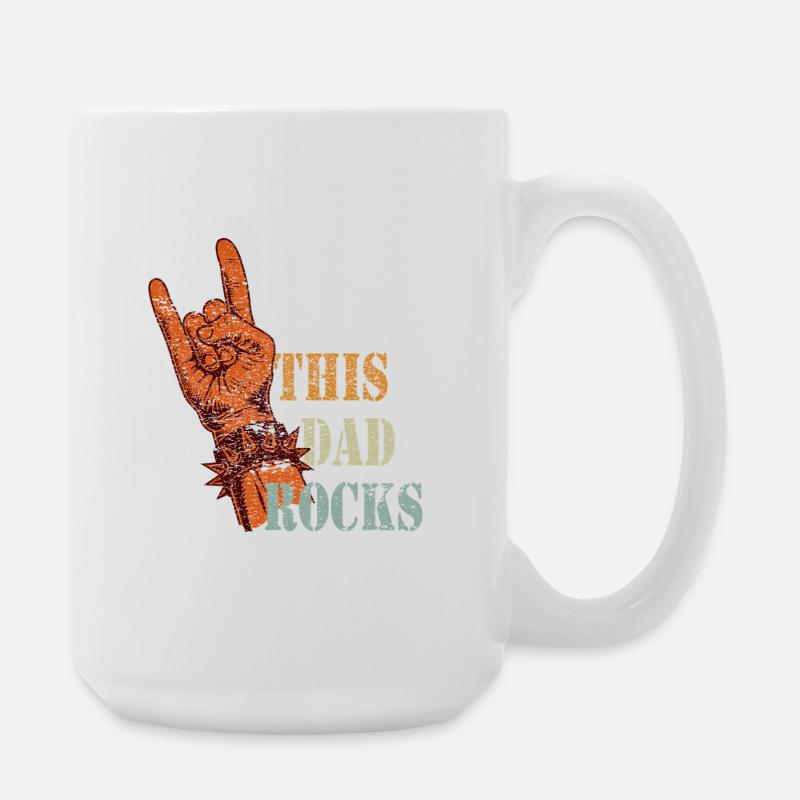 Dad Rock Design Graphic - Rocker Gift - Large Mug 440 ml - white