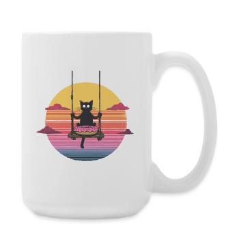 Katzenswing am Donut Sonnenuntergang - Große Tasse 440 ml - Weiß - Rechts