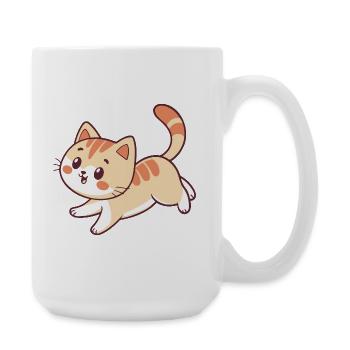 Happy Kitten Illustration - Large Mug 440 ml - white - Right