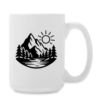 Berge Landschaft Wald Natur - Große Tasse 440 ml - Weiß - Rechts